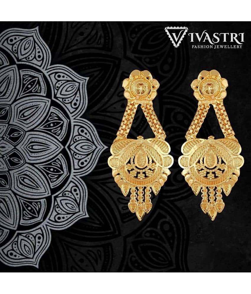 VIVASTRI Golden Drop Earrings ( Pack of 1 ) view 2