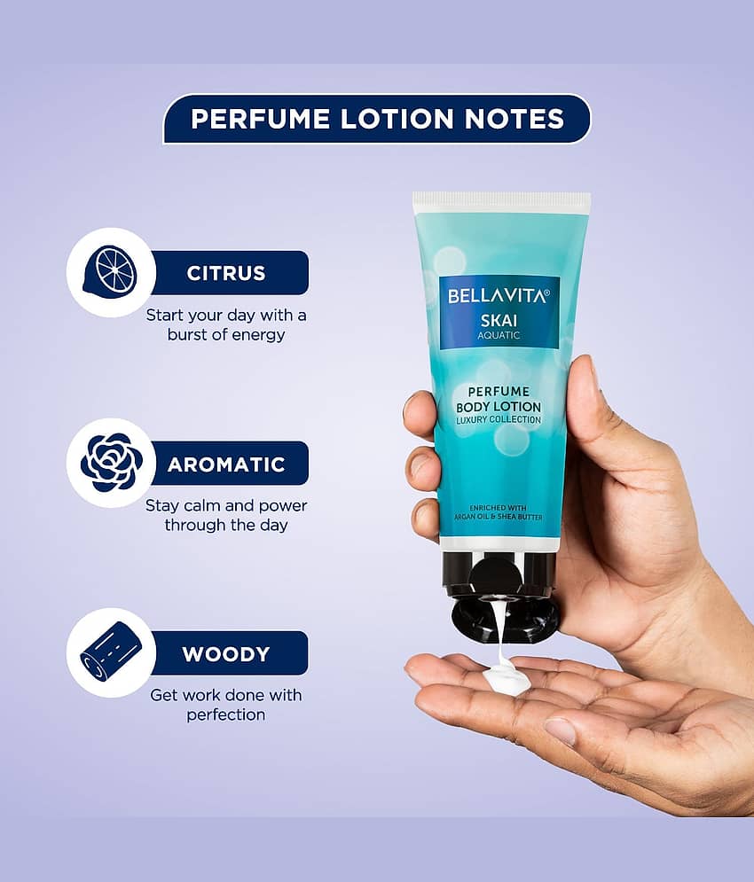 Bella Vita Luxury Skai Aquatic Perfume Body Lotion for Nourishing, Hydrating, Soft, Supple and Healthy Skin with Argan Oil, Shea Butter 200 Ml view 2