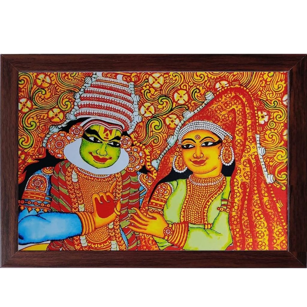 Bramika Artifacts Laminated Framed Kadhakali Mural Art Print for Home and Office - Multi colour 34x49 cm Synthetic Frame &MDF view 2
