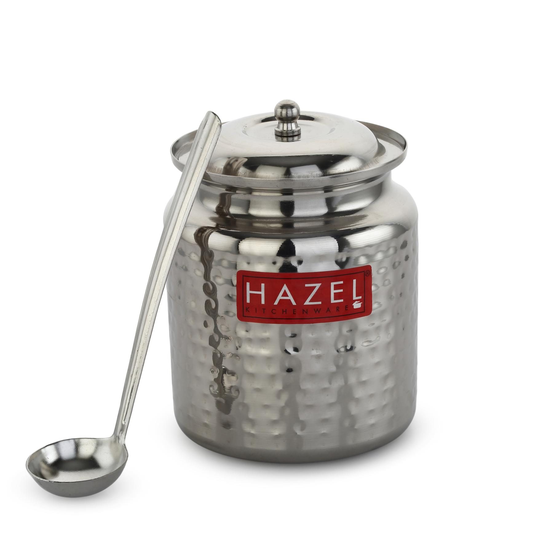 HAZEL Stainless Steel Ghee Container with Spoon, Oil Containers for Kitchen with Lid, 600 ML view 2