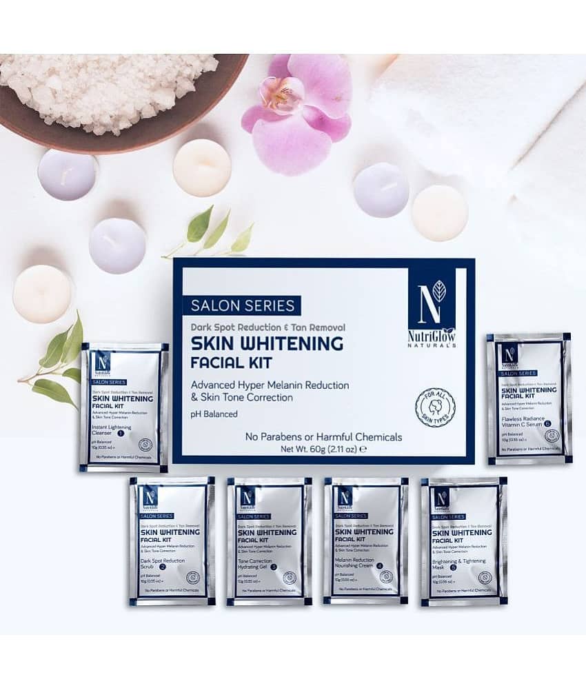 NutriGlow NATURAL'S Advanced Pro Formula Skin Whitening Facial Kit (60gm) De Tan Face Scrub (65ml) Pack of 2 view 2