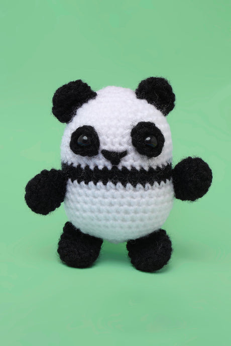 The Original Knit Beginner's Crochet Kit- Panda - White & Black