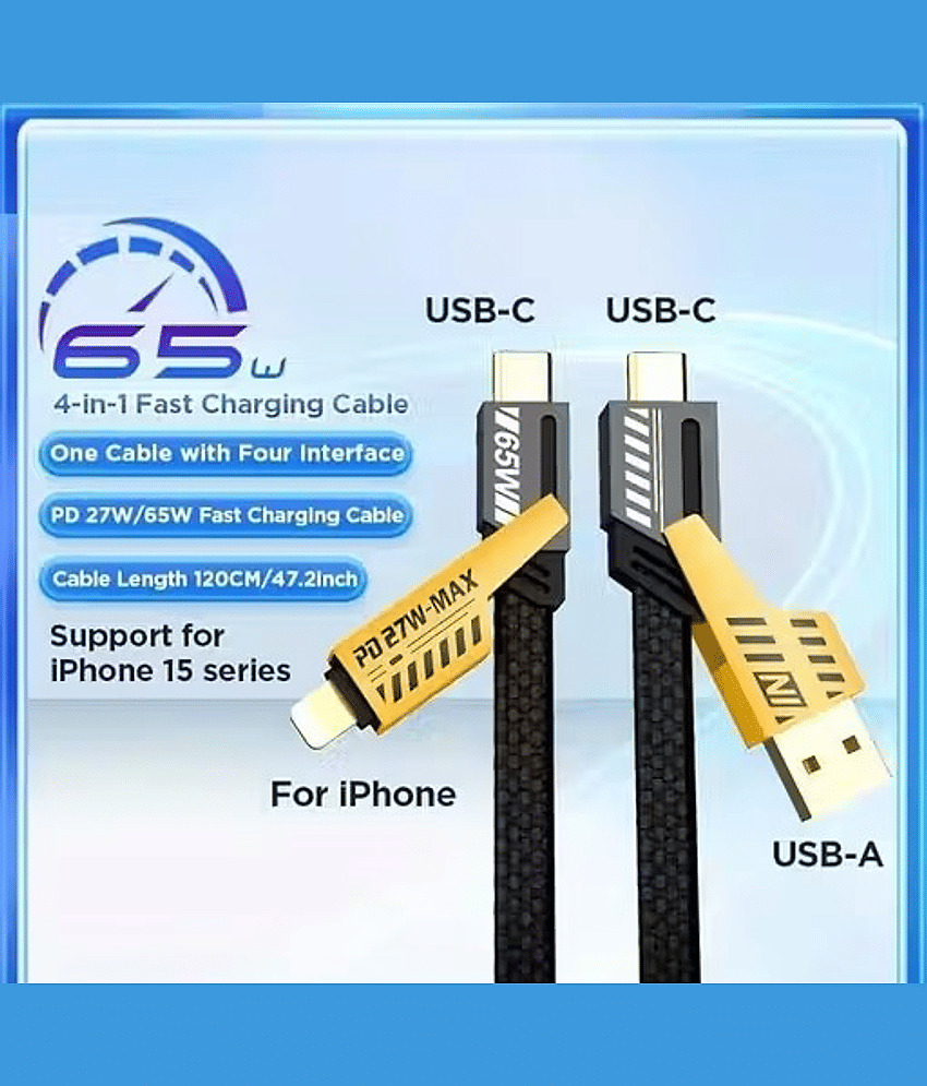 High-Speed 65W PD 27W Max Fast Charging USB to Lightning Cable – 1.2 Meter Braided Nylon iPhones Charging Cable with Metal Connectors, Fast Data Sync & Quick Charge Support for iOS Devices view 2