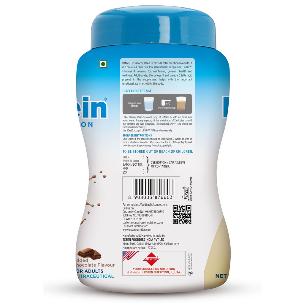 MINVITEIN COMPLETE BALANCED NUTRITION POWDER – CHOCOLATE (28 VITAMINS & MINERALS) view 2