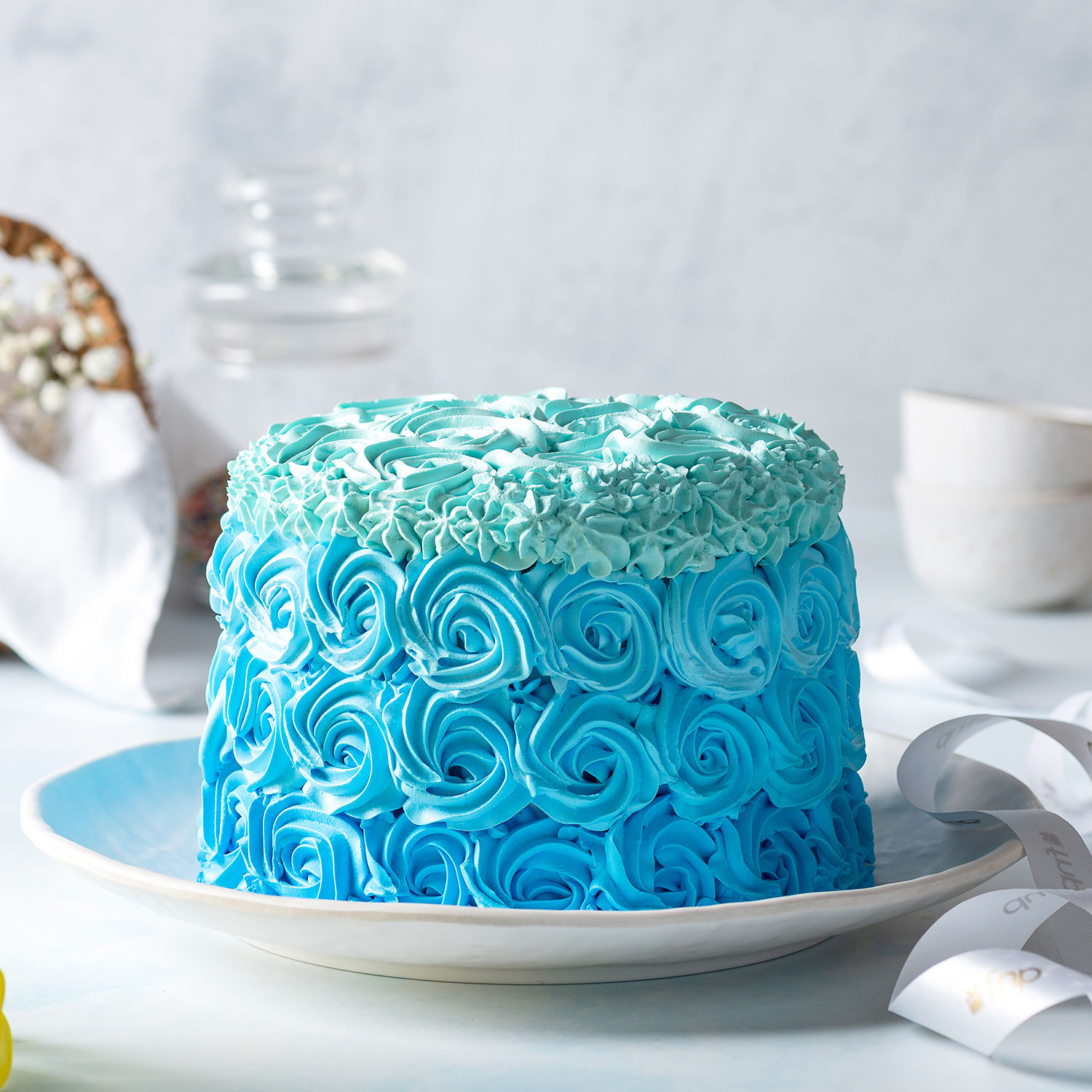 Blue Roses Designer Chocolate Cake 1 Kg view 2