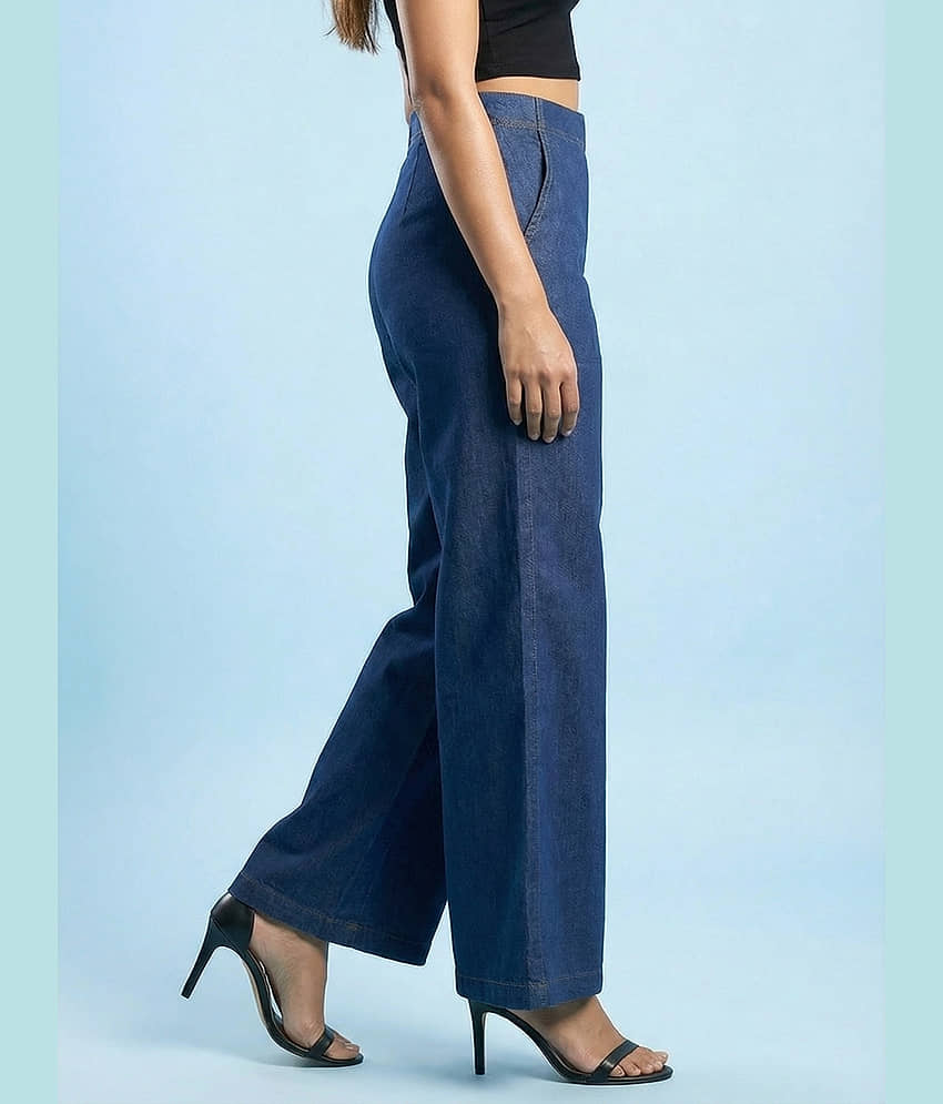 Addyvero Women Denim Wide Leg Trousers ( Light Blue ) view 2