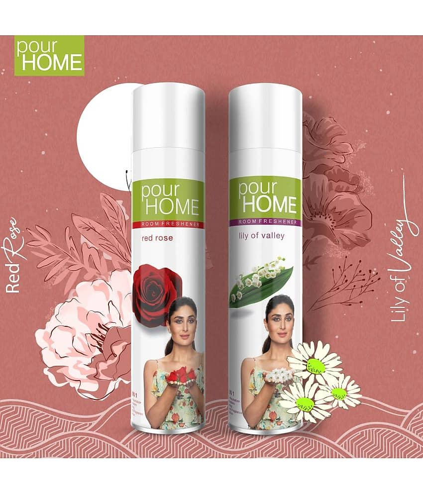 POUR HOME Red Rose & Lilly of Valley Room Freshener Spray , 220ml Each ( Pack of 2 ) view 2