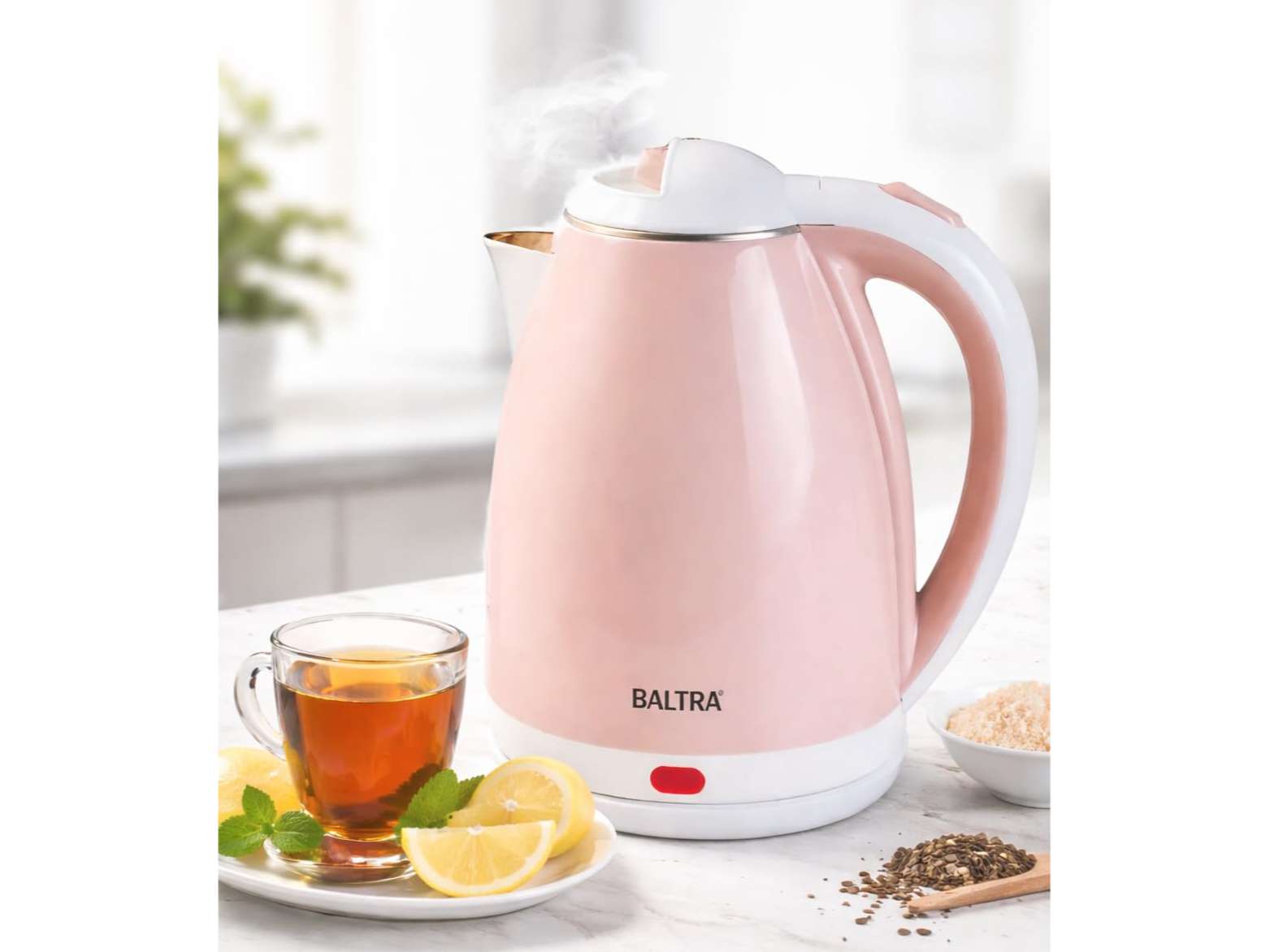BALTRA Electric Kettle for Hot Water 1.5L, 1350W Stainless Steel Body, Auto Shut-Off, 360 Power Base, Cool Touch Handle, Water Boiler Kettle - BC-140