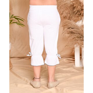 Kids Cave Capri For Girls Casual Solid Cotton Blend (White Pack of 1) view 2