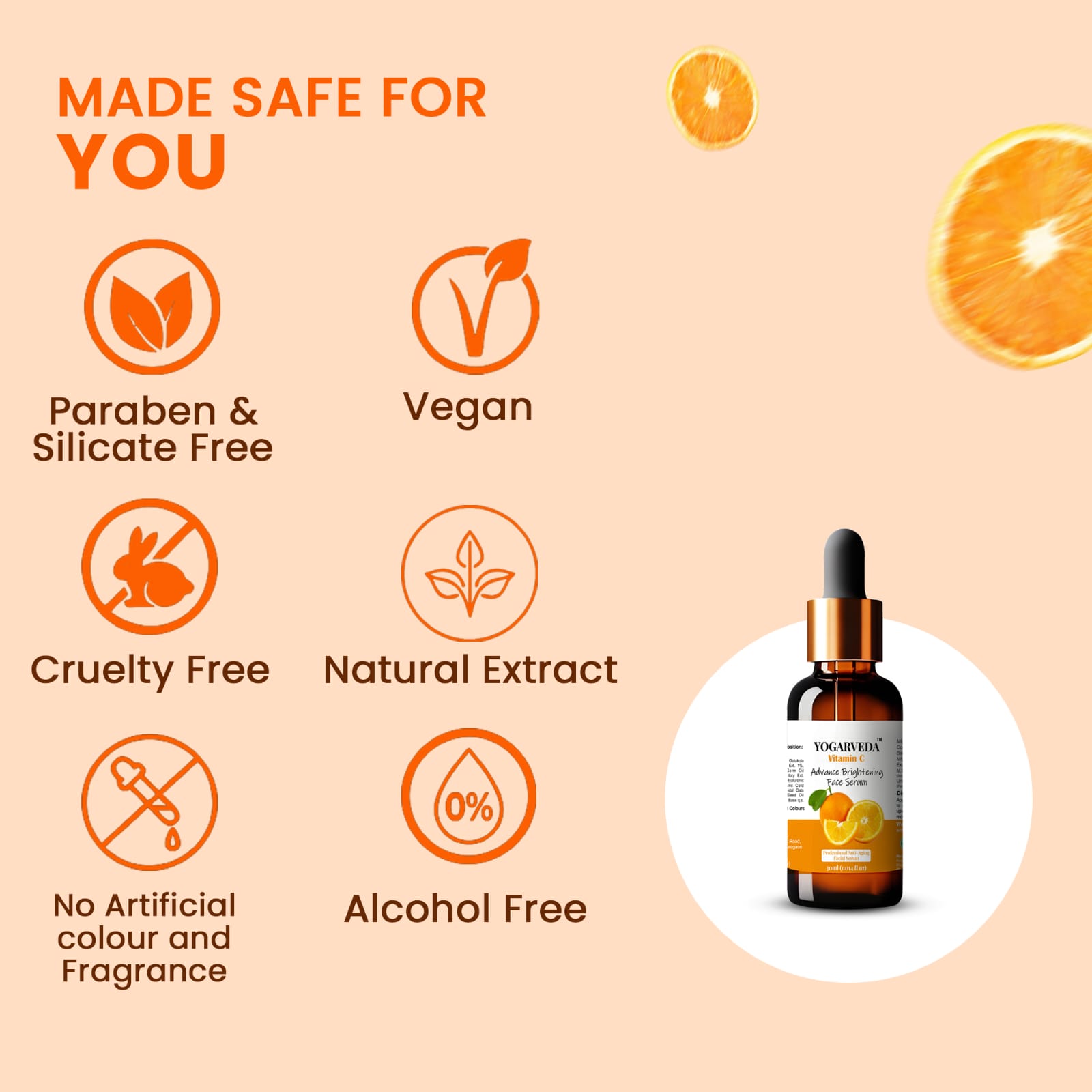 YOGARVEDA Vitamin C Advance Brightening Face Serum | Cruelty-Free & Paraben-Free (Pack of 3, 30 ml) view 2