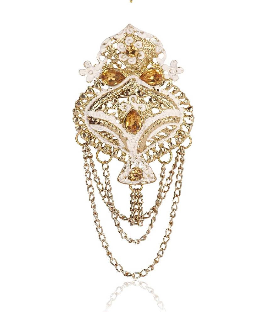 Dulha groom sherwani Necklace/Moti Mala for Men for wedding | Groom Mala and Brooch Set view 2