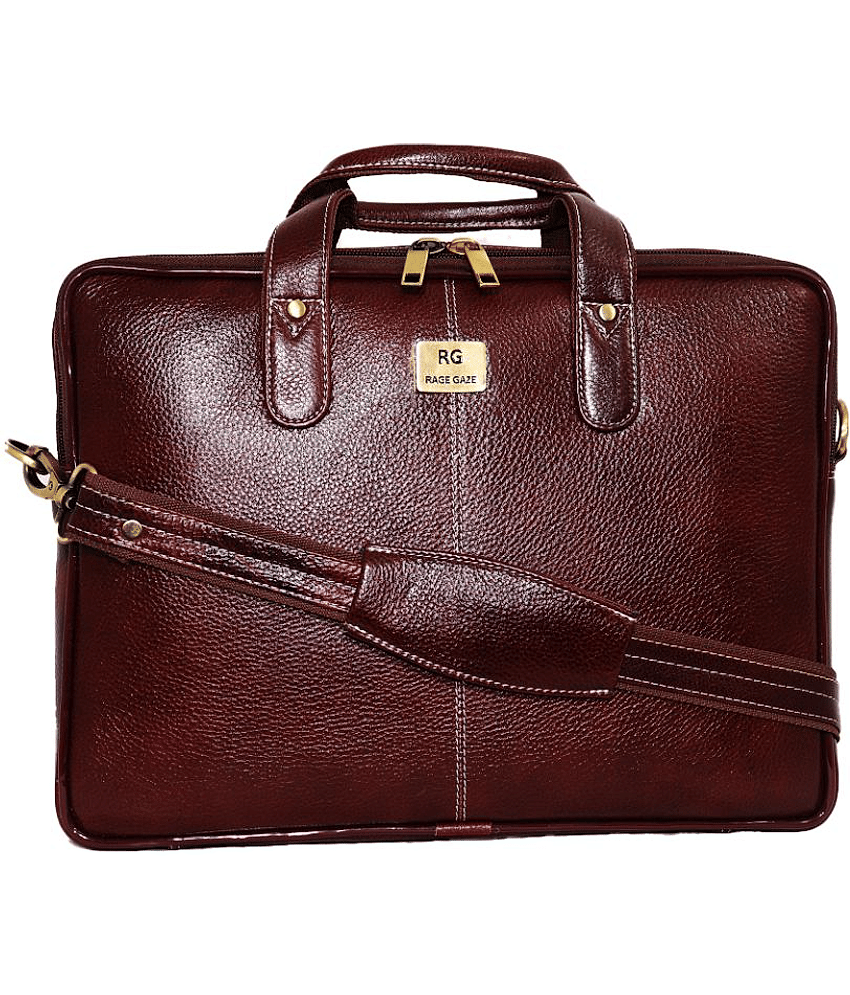 RAGE GAZE Brown Leather Office Bag view 2