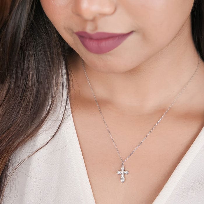 Silver Serene Cross Pendant with Chain view 2
