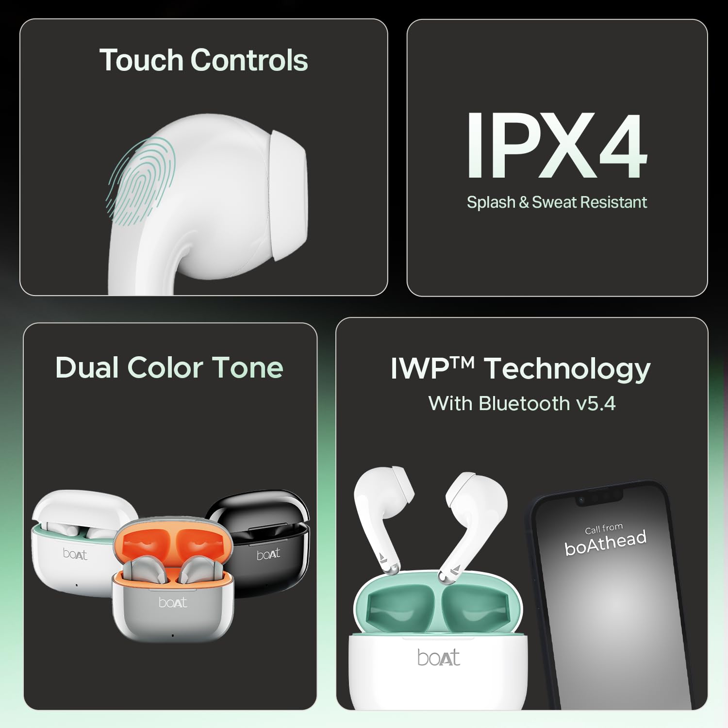 boAt Airdopes 101v2, 35H Battery, ENx Tech, 13mm Drivers, ASAP Charge, Flex-Fit Ear Tips,Stream Ad Free Music via App Support, Bluetooth Earbuds, TWS Ear Buds Wireless Earphones with mic (Smoke White) view 2