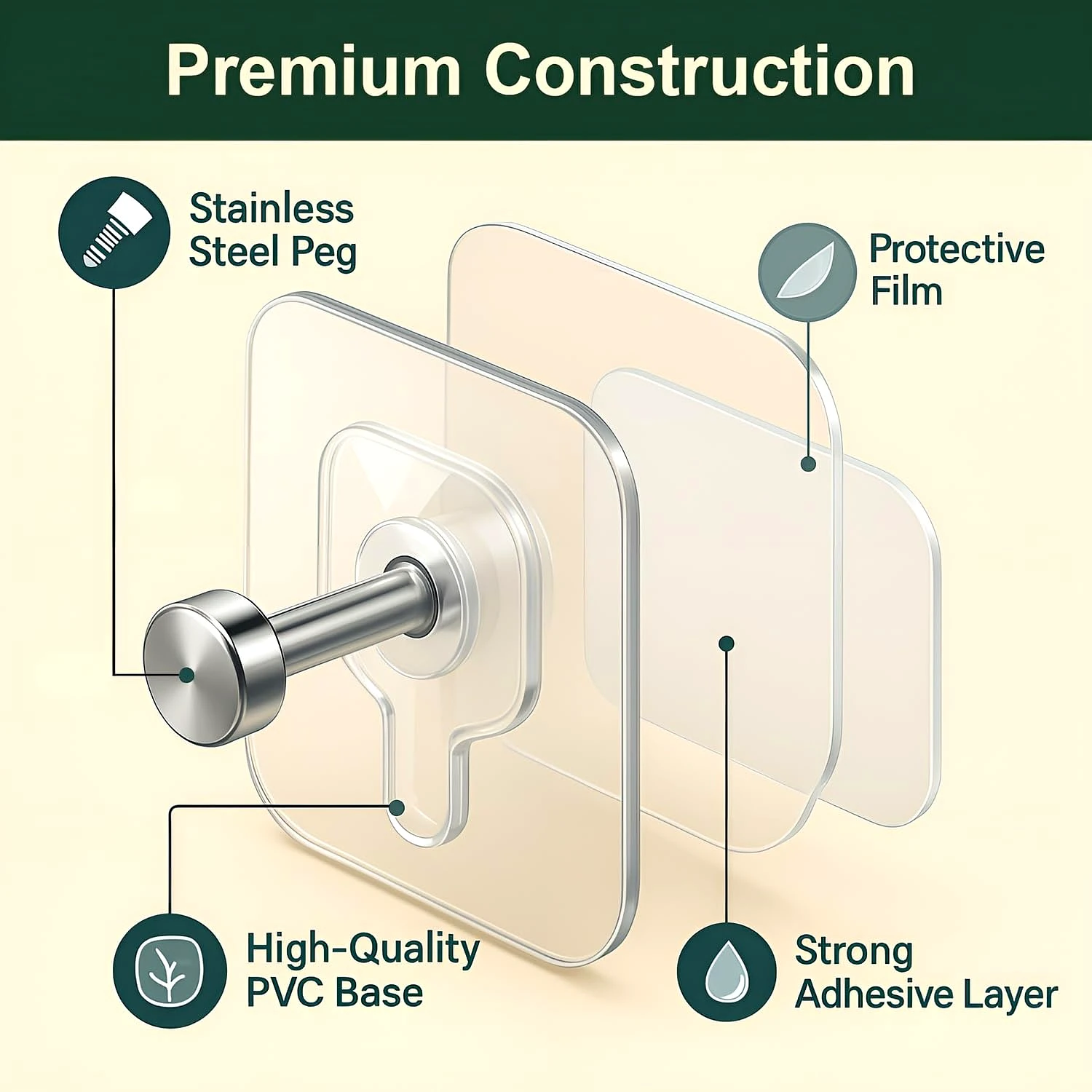 Stainless Steel Wall Hooks 20 Pcs – Ideal for Heavy Items & Easy Installation by Ruhi Import Store view 2
