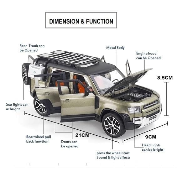 Range Rover Defender 1:32 Scale Model Car Exclusive Alloy Metal Pull Back Die-cast Car view 2