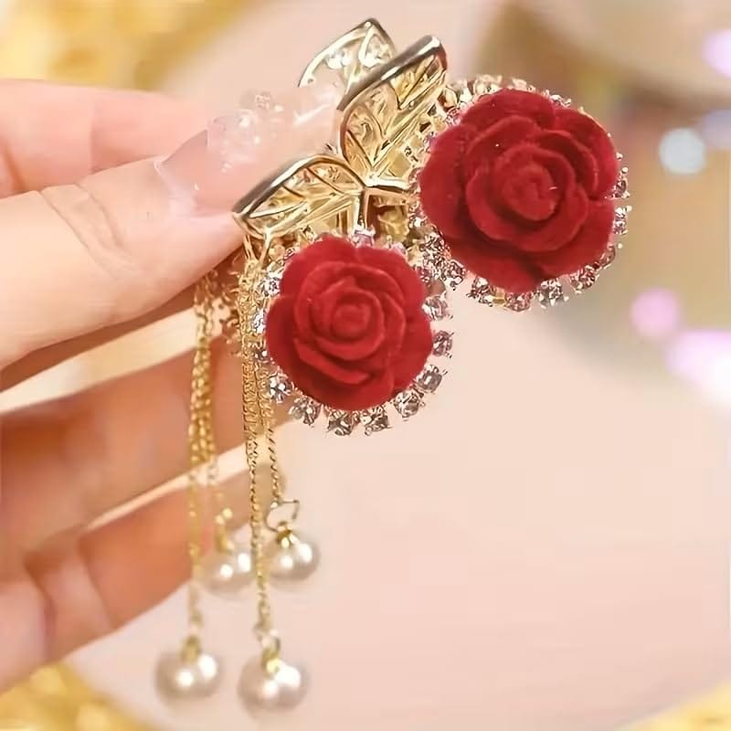 Red Rose Design Metal Claw view 2