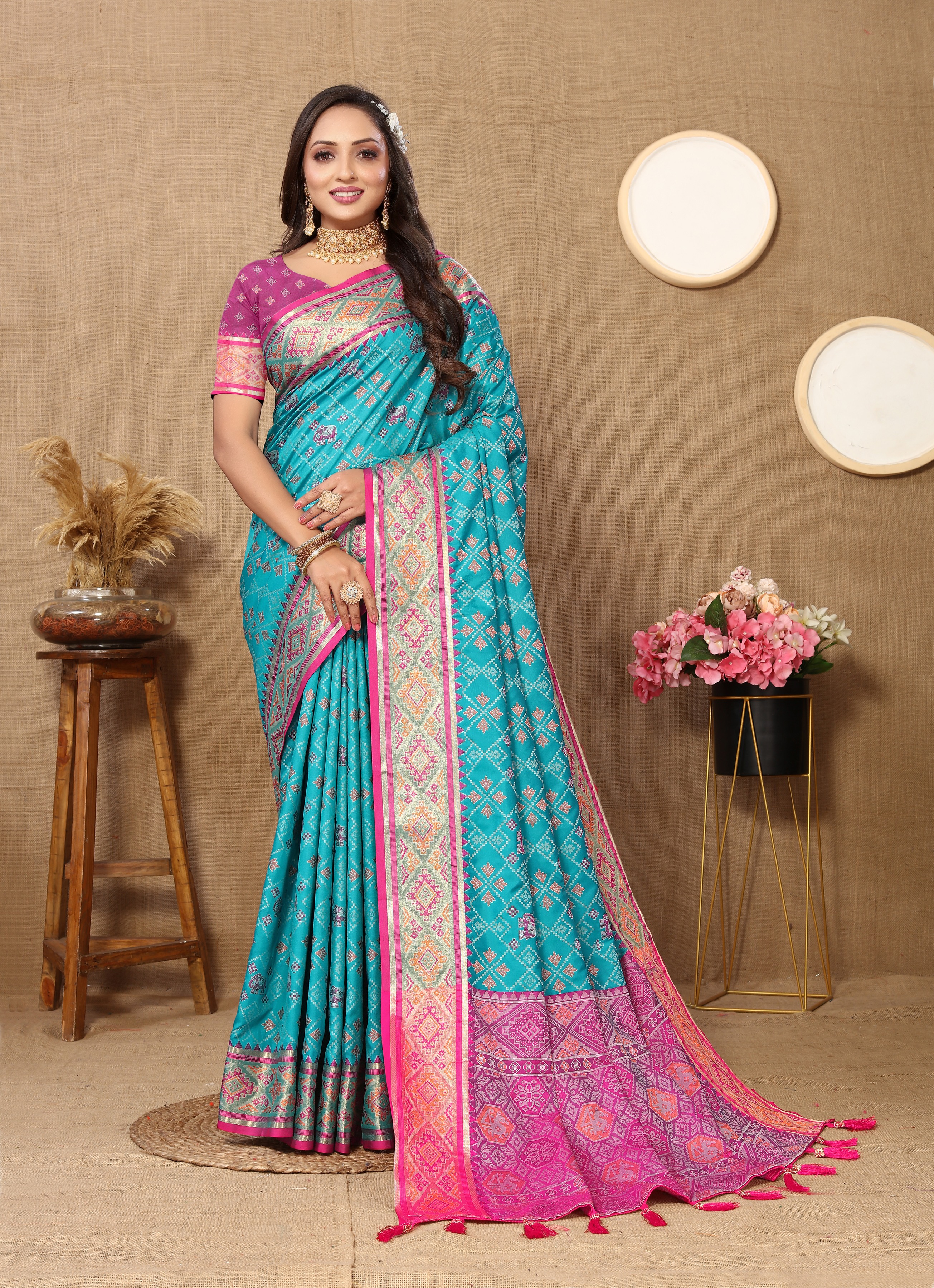 Soft Patola silk saree with Meenakari zari weaw... view 2