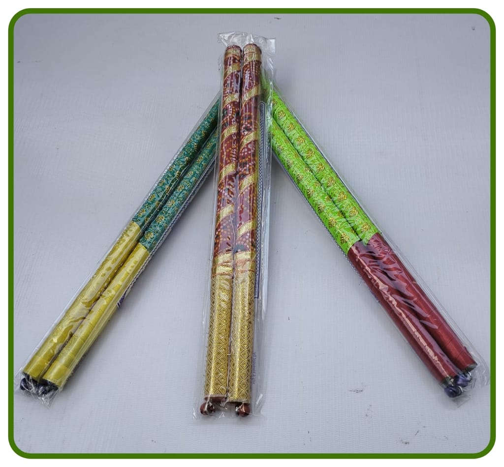 Traditional Wooden Dandiya Sticks for Special Navratri & Garba Festival with 3 Color - ( 3 Dandia Pack Set )