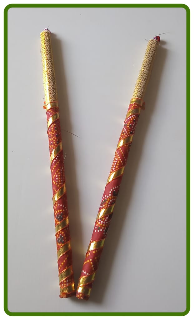 Traditional Wooden Dandiya Sticks for Special Navratri & Garba Festival with 3 Color - ( 3 Dandia Pack Set ) view 2