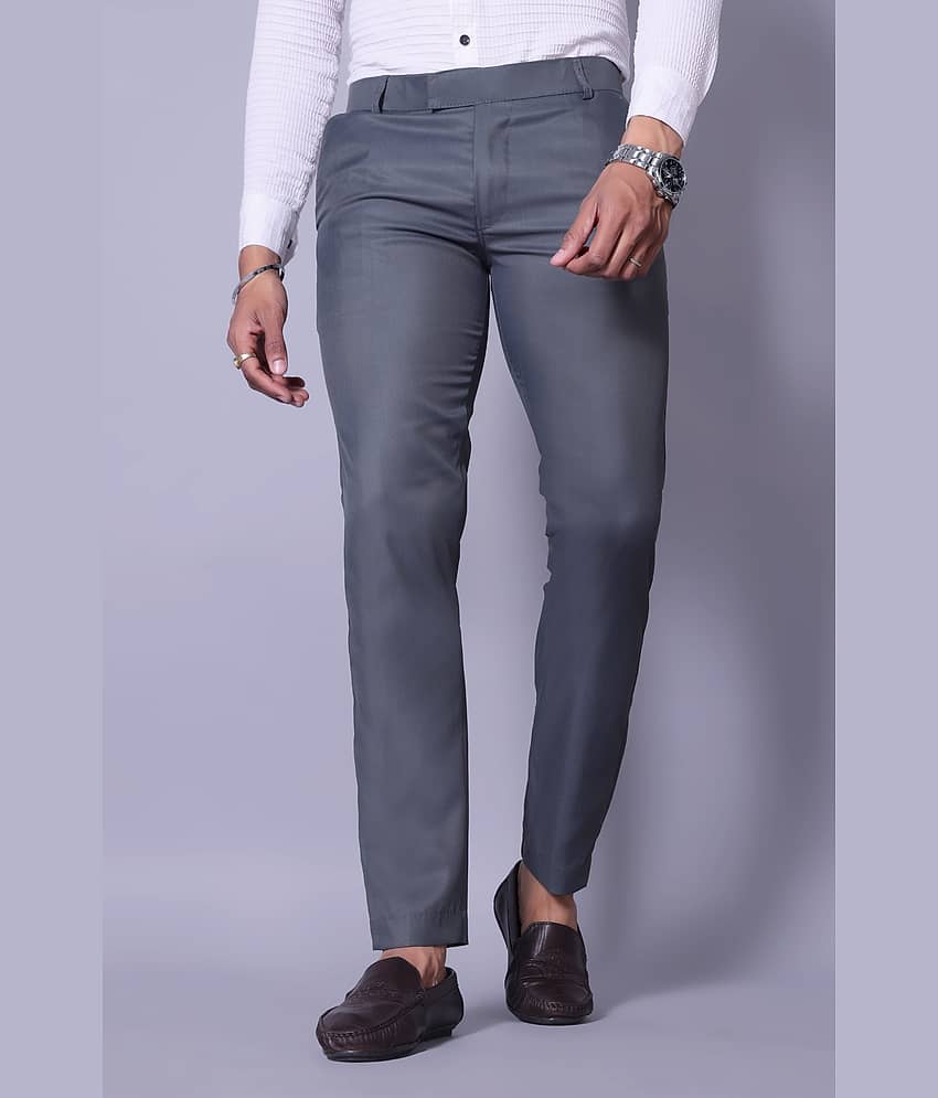 MATHAE Regular Flat Men's Formal Trouser - Dark Grey ( Pack of 1 )