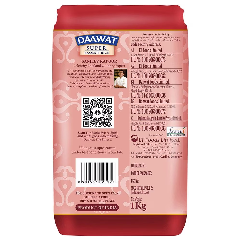 Daawat Super Basmati Rice 1 Kg view 2