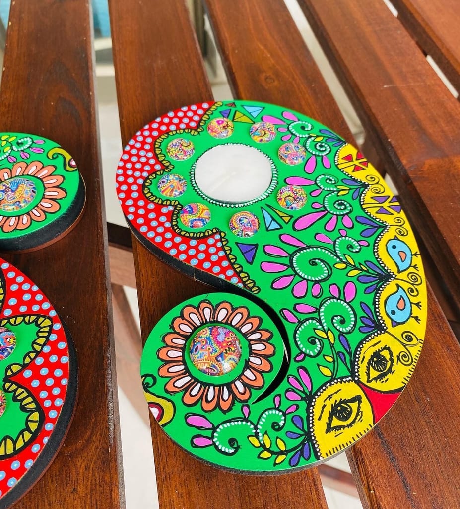 Paisley Candle Holder - Green view 2
