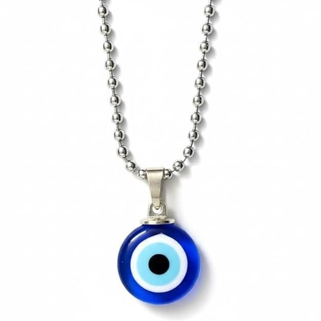 Silver-Plated Evil Eye Pendant Chain for Men & Women – Minimal Alloy Necklace for Everyday & Casual Wear (Pack of 1) view 2