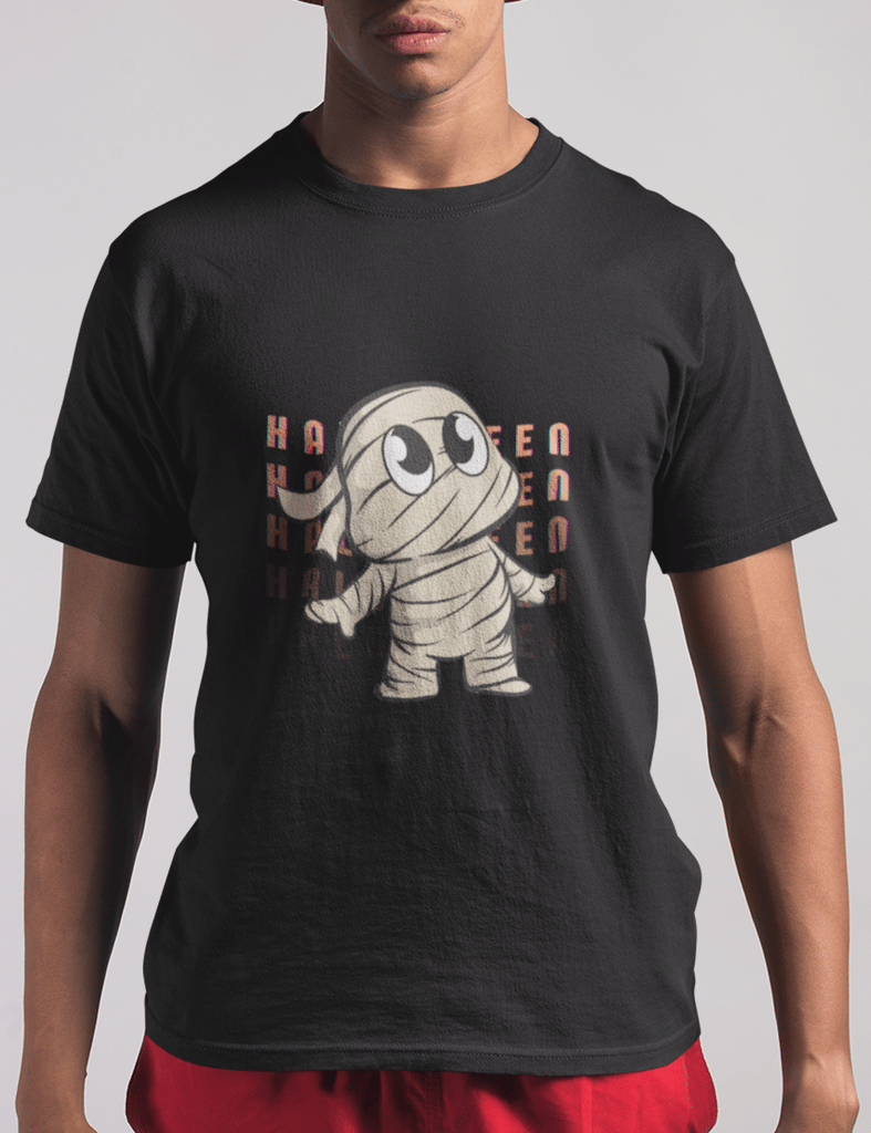 Men's Black Graphic Printed Halloween T-Shirt 1 set view 2