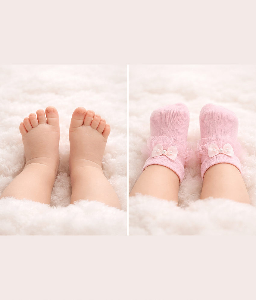 BBYARAJ Pack of 4 Baby Girls Polyester Ankle Length Socks ( Black ) view 2