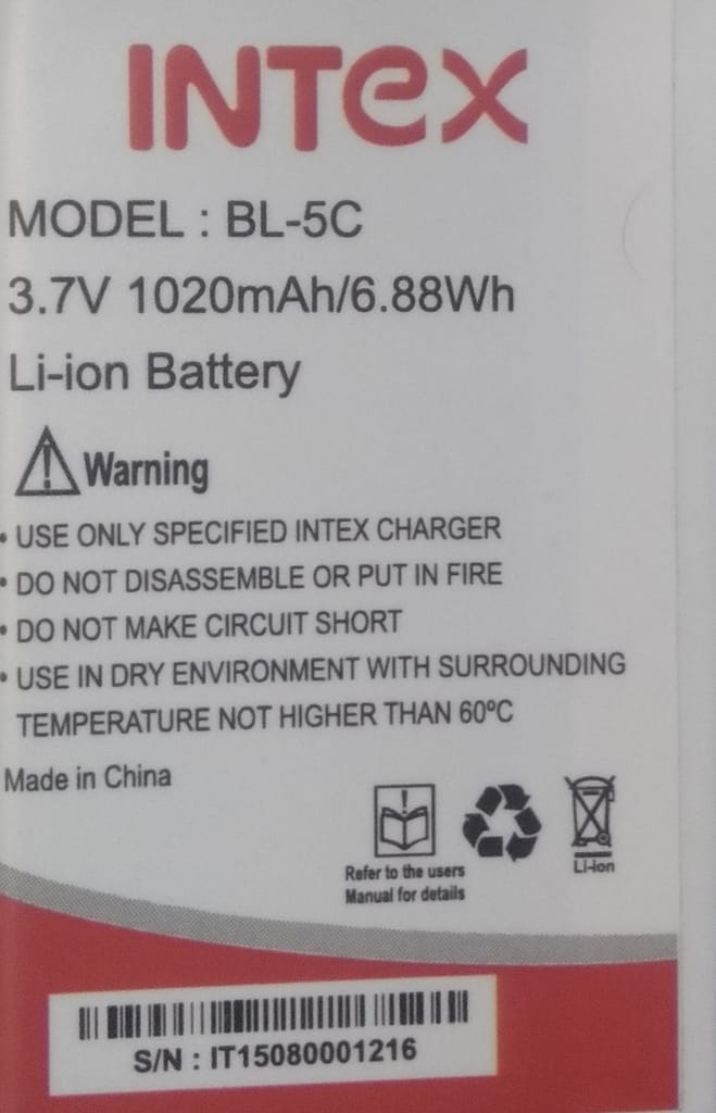 INTEX SMART BATTERY 4G BL-5C view 2