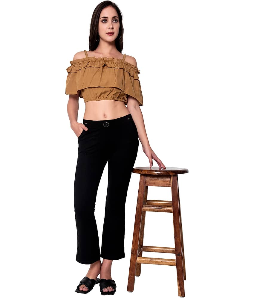 GOD BLESS Women's Crepe Crop Top ( Brown ) view 2
