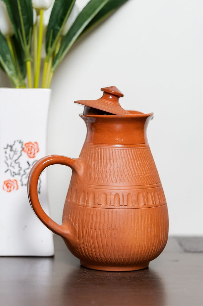 Handcrafted Terracotta Water jug “Jug of water” for kitchen and dining by sowpeace, premium artisan made utensils as serveware, for gift view 2