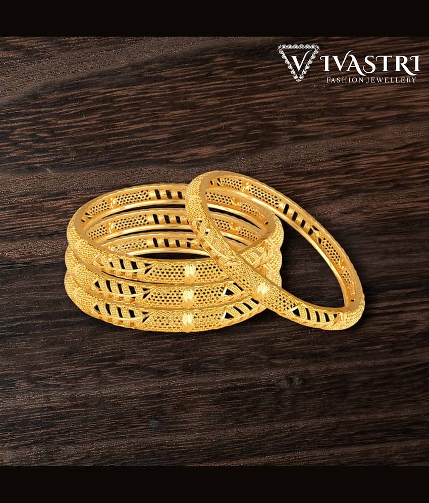 VIVASTRI Gold Bangle Set ( Pack of 4 ) view 2