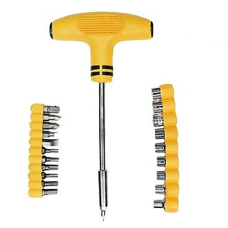 21Pcs Socket & Bits Set T Shape Screwdriver Handle With Multifunctional Screwdriver Bits view 2
