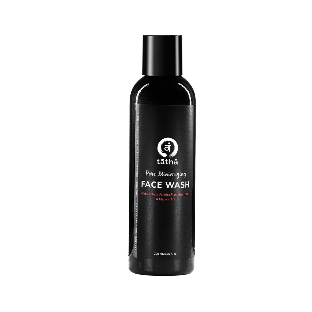 Tatha Pore Minimizing Face Wash | With Glycolic Acid, Niacinamide & plant stem cells | Reduce Pore Formation, Dead Skin & Pigmentation | Sulphate & Paraben Free | For Oily, Acne-Prone & Combination Skin | 200ml