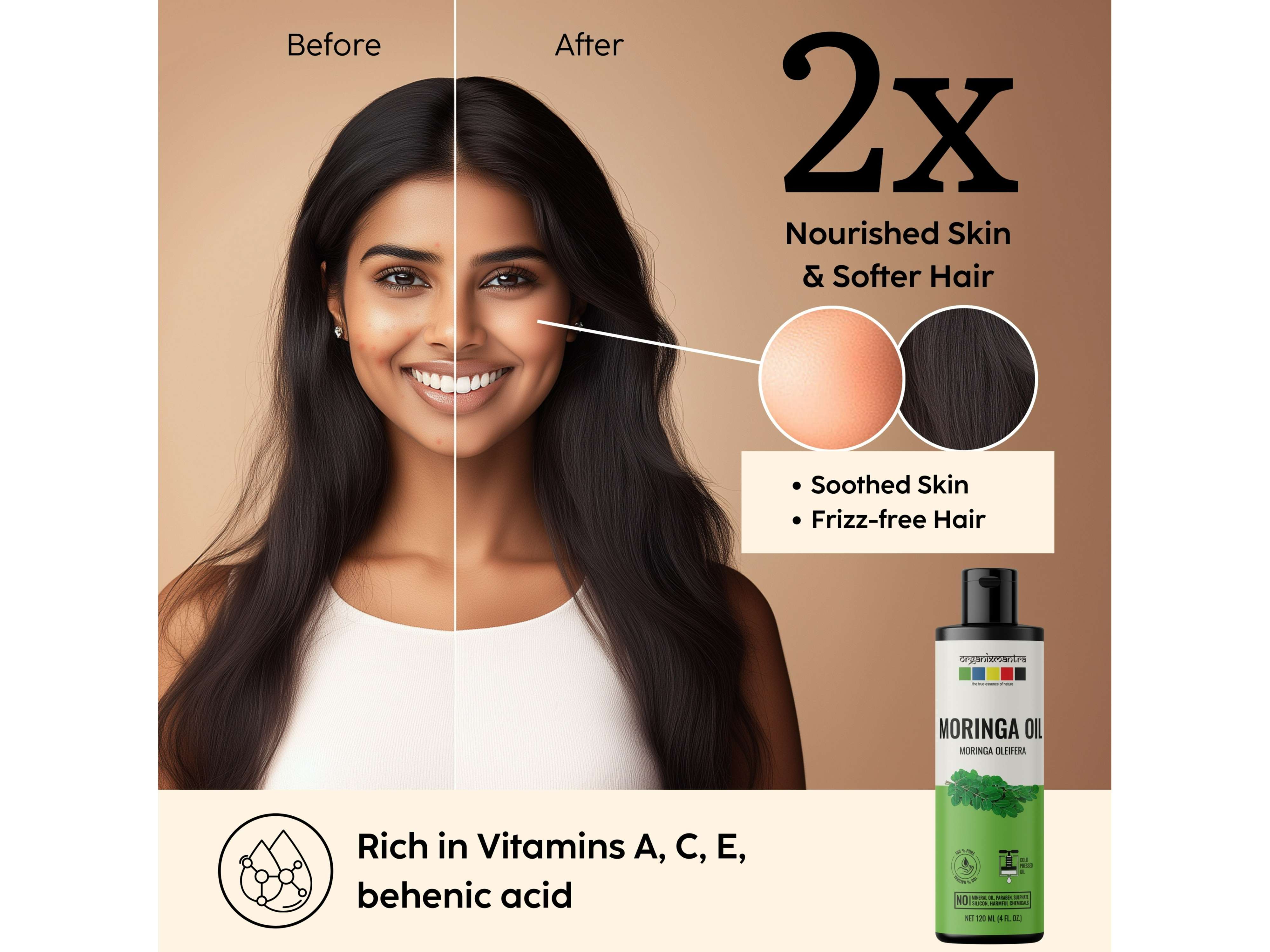 Organix Mantra Moringa Oil, 100% Pure, Natural & Cold Pressed Organic Oil - 120 Millilitre view 2