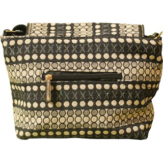 Womens Monochrome Dotted Tapestry Crossbody Sling Bag view 2