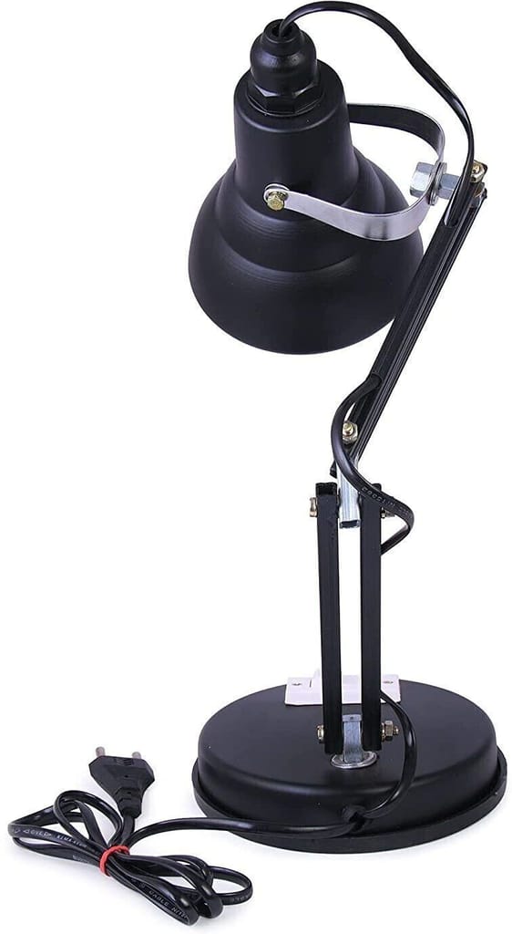 SPARKWORLD Adjustable Black Metal Study Table Lamp Flexible Arm Desk Light with On/Off Switch for Students, Office & Home Use | Size: 15x 23 cm view 2