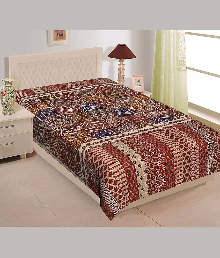 ABHACLOTHO Multicolor Cotton 1 Single Bedsheet with 1 Pillow Cover ( 215 cm x 150 cm ) view 2