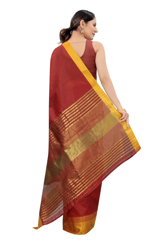 Women's Solid Woven Design Saree With Unstiched Blouse Piece view 2