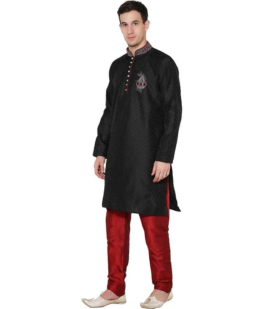SKAVIJ Blue Silk Blend Kurta Pyjama Set view 2