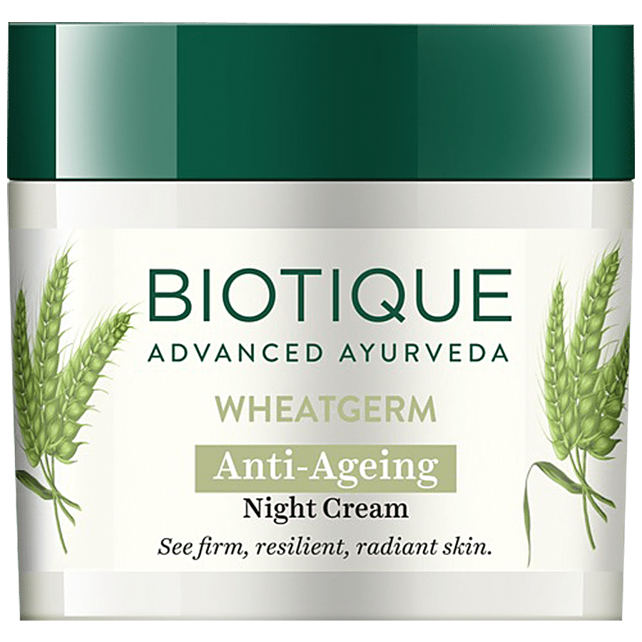 Biotique Anti, Ageing Night Cream, Wheat Germ, Reduce Fine Lines, Lightening Dark Spots, 50 G Carton