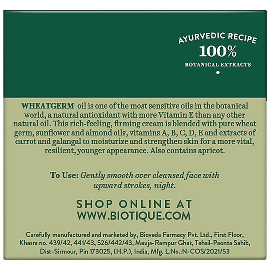Biotique Anti, Ageing Night Cream, Wheat Germ, Reduce Fine Lines, Lightening Dark Spots, 50 G Carton view 2