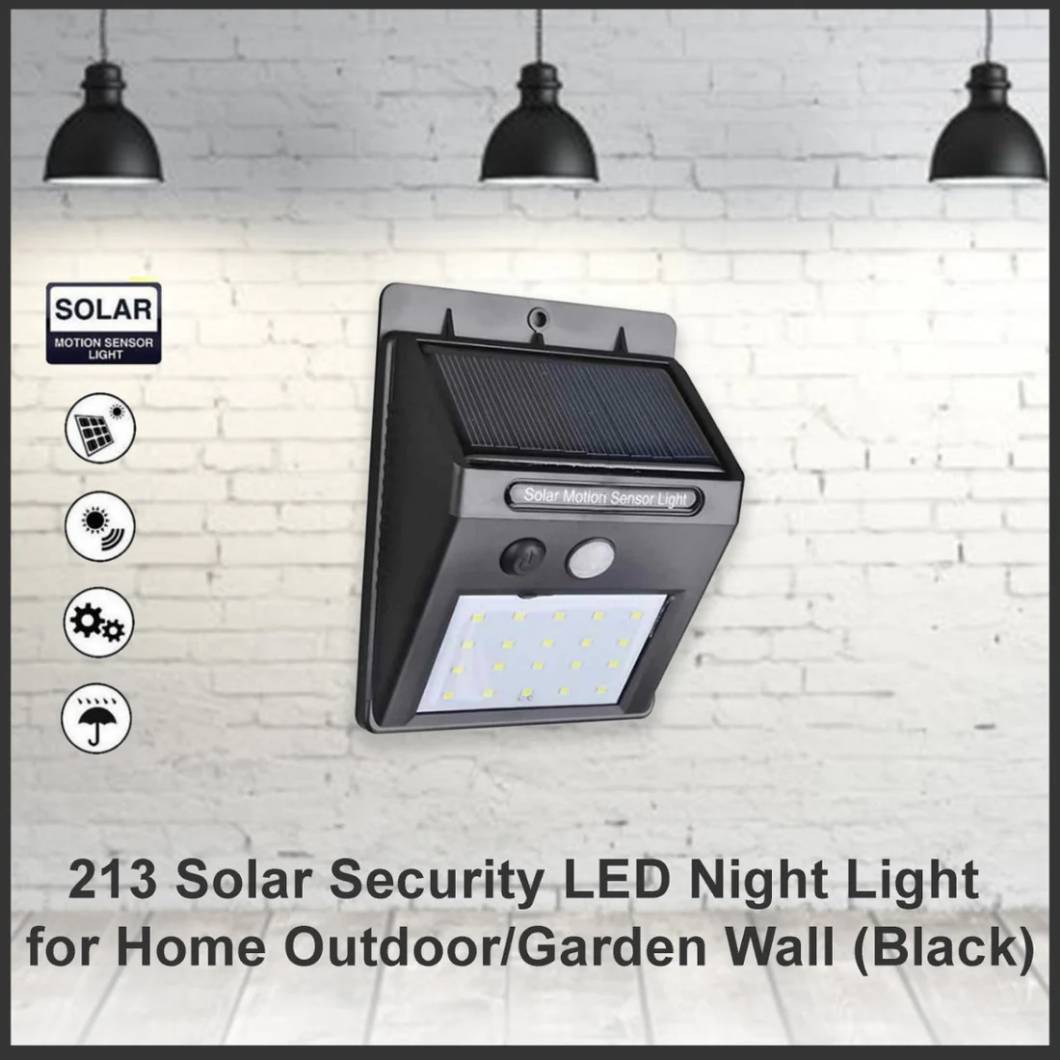 Solar Security LED Night Light for Home Outdoor or Garden Wall (Black) (30-LED Lights) view 2