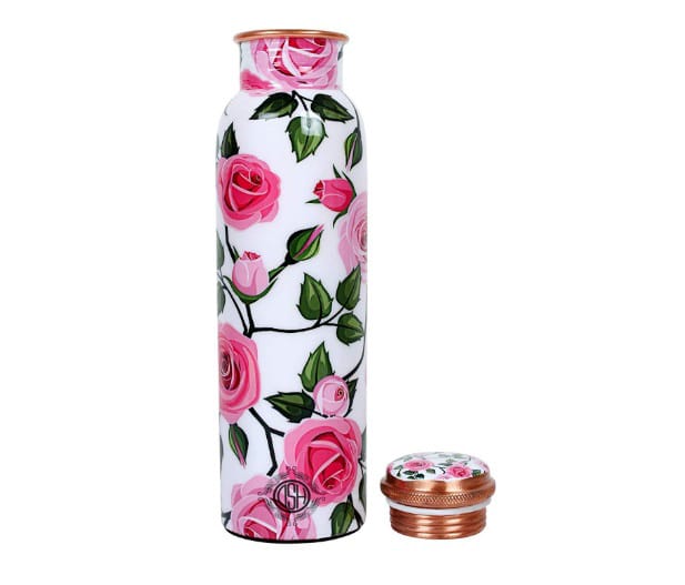 Copper Bottles for Printed with Art Work, Travelling Purpose Bottles, Yoga Ayurveda Healing, 950 ML (Design SM 2) view 2