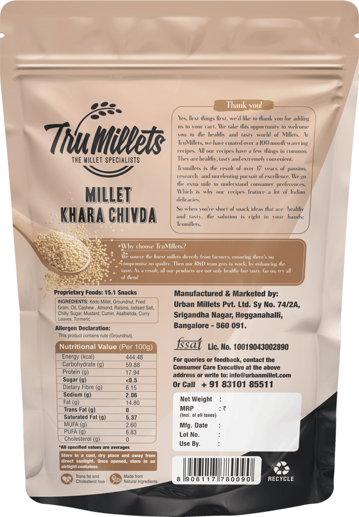 Trumillets 125 Gm Healthy Millet Snack for Kodo Millet Sweet Chivda | Indian Masala Crispy Diet Mixture | Healthy And Hygienic Snacks | High Protein & Fiber Snack | No Preservative view 2