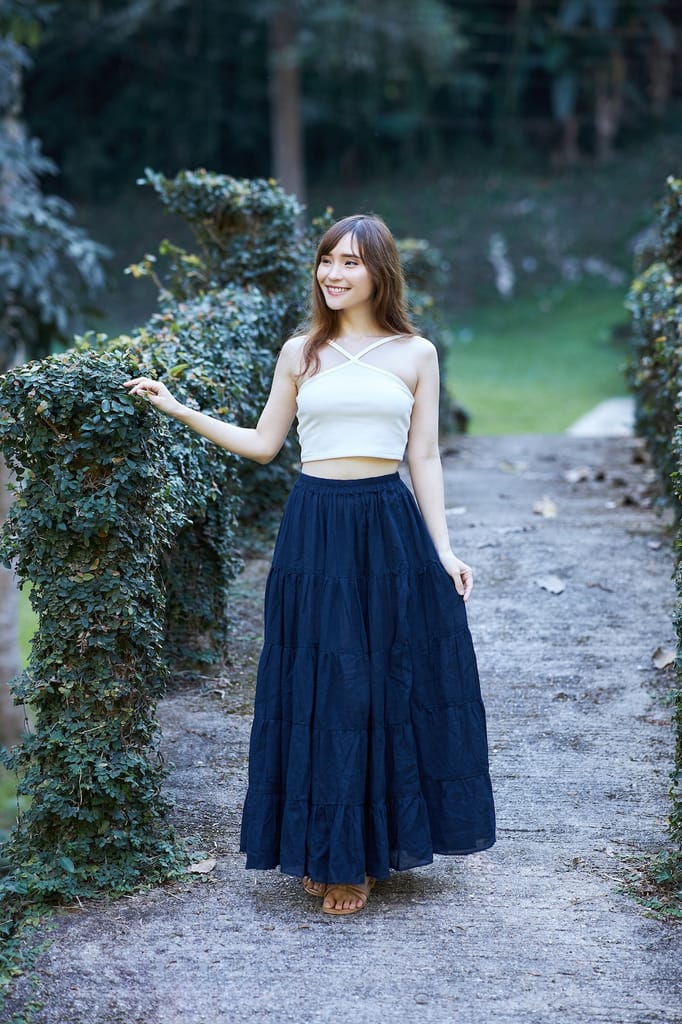 White Ruffle High Waist Long Skirt view 2