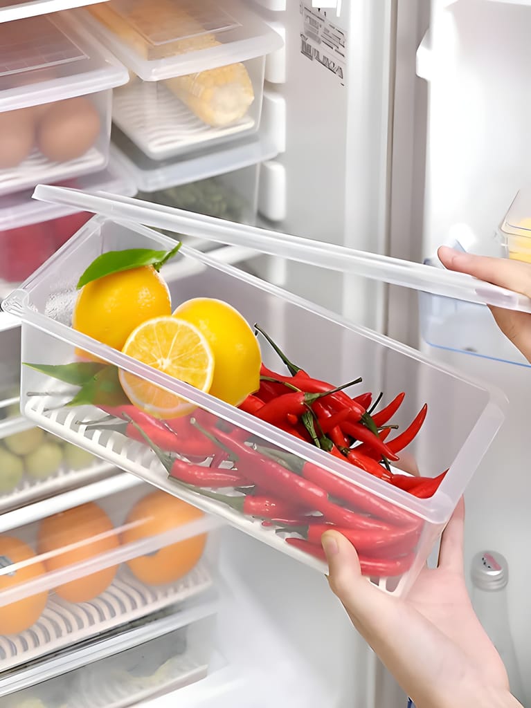 Heavy Duty Premium 6-Pcs Food Storage Container Multipurpose Plastic Refrigerator Organizer Box for Fruits, Vegetables, Kitchen Storage (Original) view 2