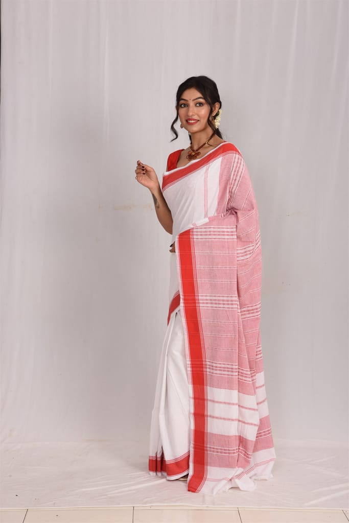 Cotton Laal Paar Saree(SA03035) view 2